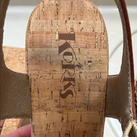 Kork-Ease Tan Leather Wedge Sandals - Picture 2 of 7